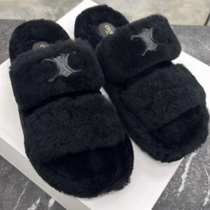 Celine Triomphe Shearling Black 41
