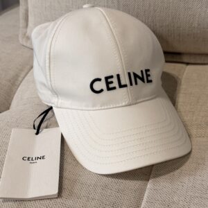 Celine Basketball Cap Logo White M