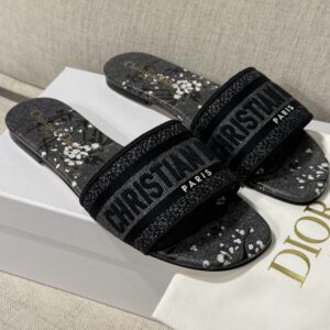 Dior Klapki Czarno Szare