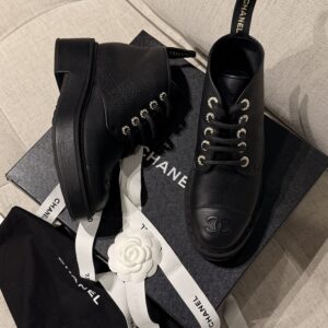 Chanel Lace Up Boots
