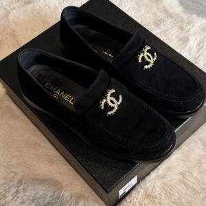 Chanel Loafersy Czarne Zamsz 39 CC